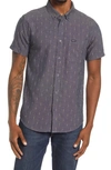 Rvca That'll Do Dobby Short Sleeve Button-down Shirt In Moody Blue