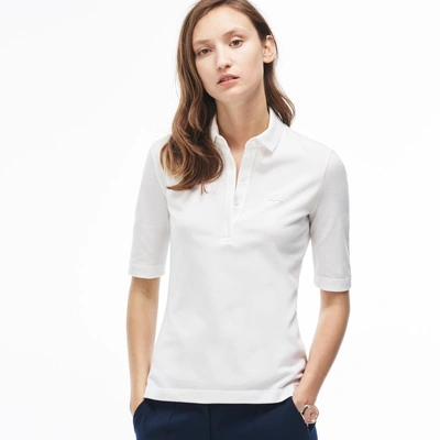 Lacoste Women's Slim Fit Half Sleeve Stretch Piqué Polo Shirt - White |  ModeSens