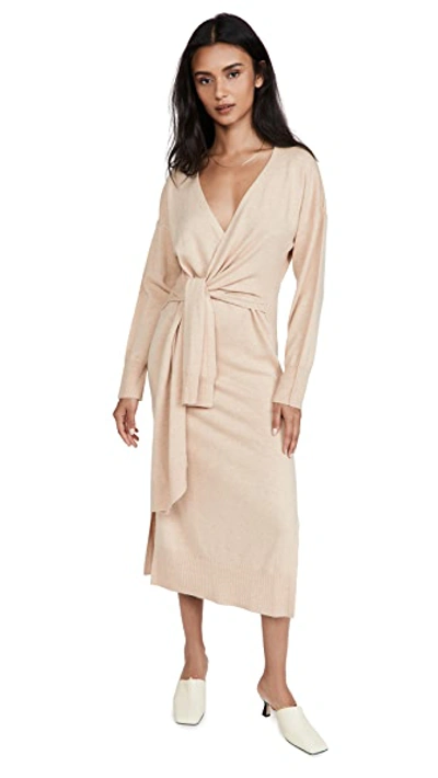 Jonathan Simkhai Skyla Loungewear Knit Wrap Dress In Grey