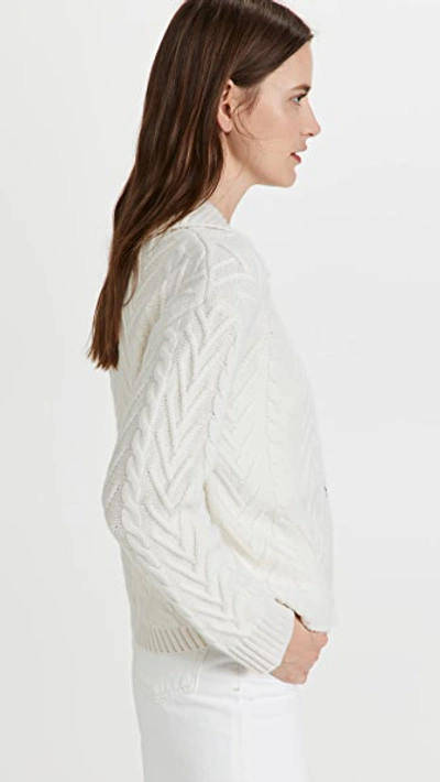 Sablyn Alicia Cable Knit Cashmere Polo Cardigan In White