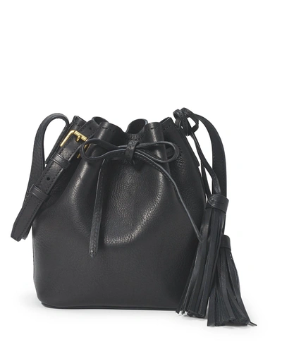 Ralph Lauren Polo  Mini Leather Bucket Bag In Black