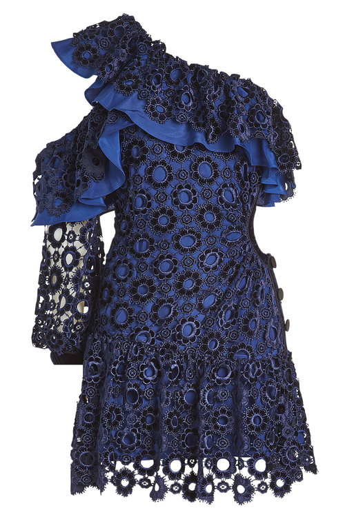 self portrait blue lace mini dress
