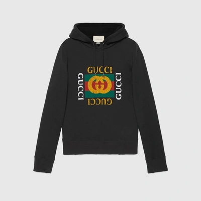 Gucci Cotton Sweatshirt With  Logo - Black Cotton Jersey