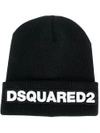 Dsquared2 Logo Knitted Beanie In Black
