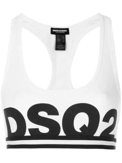 Dsquared2 Logo Sports Bra In White