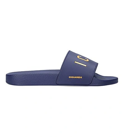 Dsquared2 Icon Pool Rubber Sliders In Blue Other