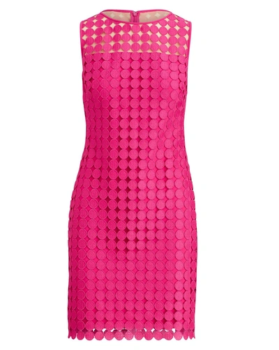 Ralph Lauren Lauren Polka-dot Lace Dress In Caliente Pink
