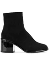 Robert Clergerie 'moots' Patent Heel Suede Ankle Boots In Black