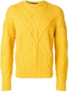 Neil Barrett Crew-neck Cable-knit Wool Sweater In Yellow