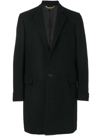 Versace Single Breasted Coat In Black