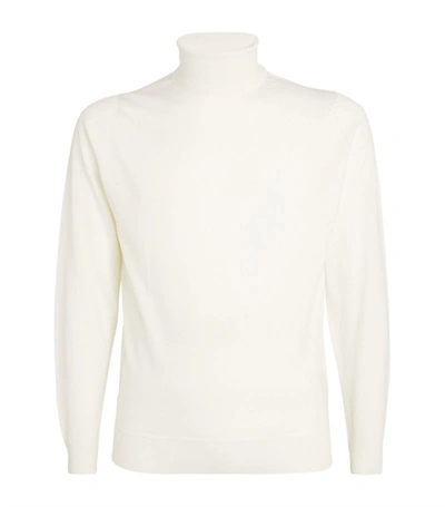 John Smedley Merino Wool Turtleneck Sweater In White