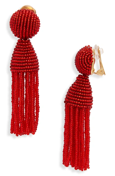 Oscar De La Renta 'classic Short' Tassel Drop Clip Earrings In Cuprite