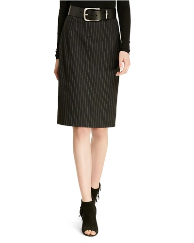 Ralph Lauren Polo  Pinstriped Pencil Skirt In Black Pinstripe