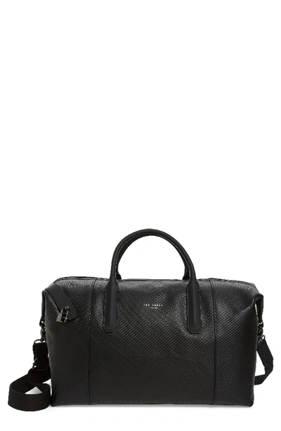 Ted Baker Novana Carbon Fibre Leather Holdall In Black