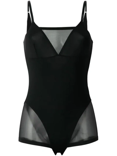 Calvin Klein Light Control Sculpted Illusion Bodysuit Qf1835 In Black