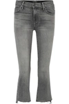 Mother The Insider Crop High-rise Flared Jeans In Gray