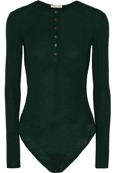 Protagonist Ribbed Wool, Cashmere And Silk-blend Bodysuit