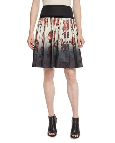 Marc Jacobs Pleated Abstract Floral A-line Skirt, Cream