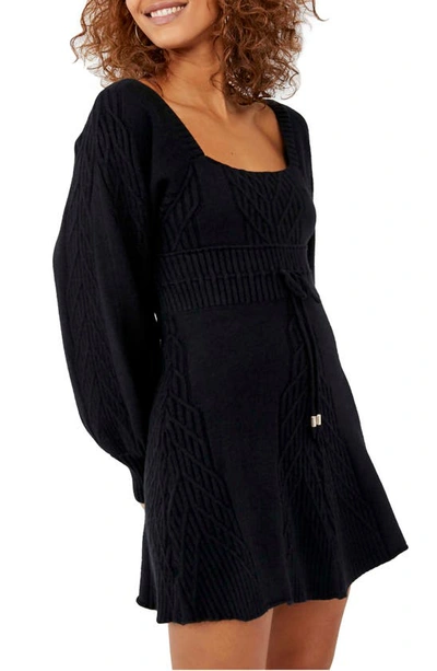 Free People Emmaline Long Sleeve Sweater Dress In Black
