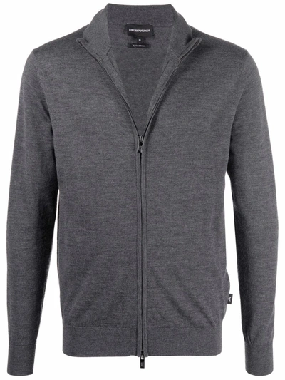 Emporio Armani Long-sleeve Zip Sweatshirt In Grau