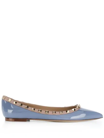 Valentino Garavani Rockstud-embellished Ballerina Shoes In Blue