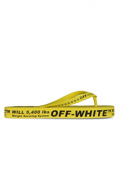 Off-white Men's Luxury Flip Flops   Off White Yellow Flip Flops With Logo