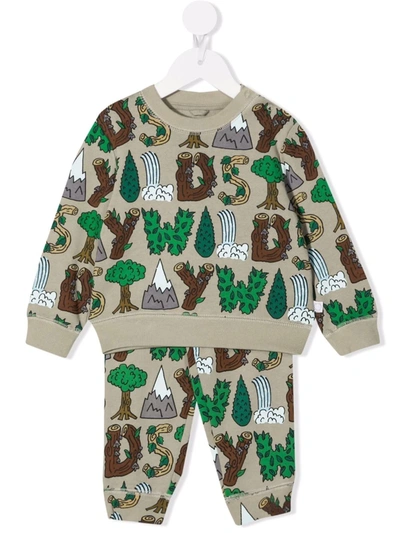 Stella Mccartney Green Tracksuit For Baby Kids With Colourful Prints