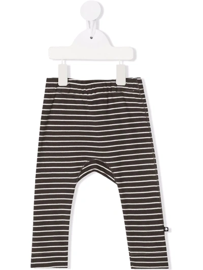 Molo Grey Trouser For Baby Kids With Stripes In Green
