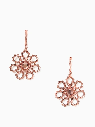 Kate Spade Crystal Lace Leverback Drop Earrings In Rose Gold