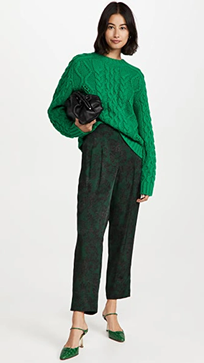 Essentiel Antwerp Agatti Cable Stitch Sweater In Green Machine M