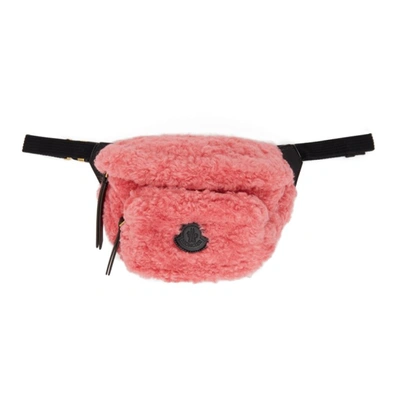 Moncler Felicie Faux Shearling Belt Bag In Pink