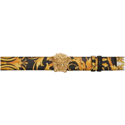 Versace Black & Gold 'le Pop Classique' 'la Medusa' Belt In Black,gold