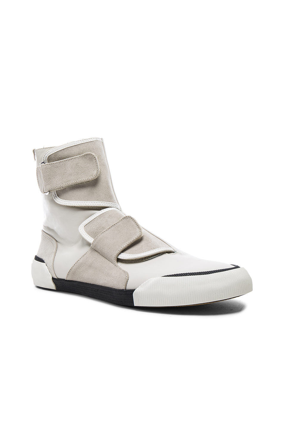 Lanvin Leather-suede Strappy High-top Sneaker, Light Gray In Pale Grey ...