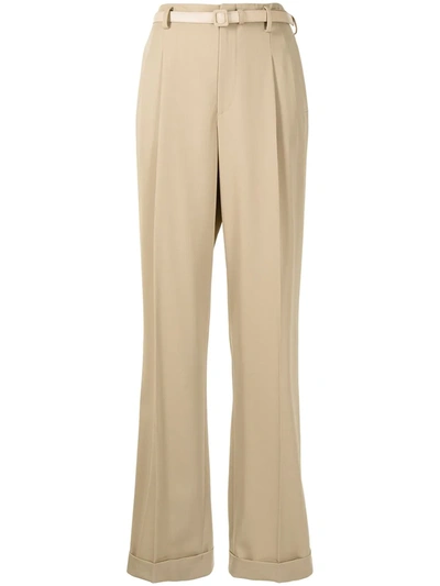 Ralph Lauren Stamford Straight Leg Wool Trousers In Honey