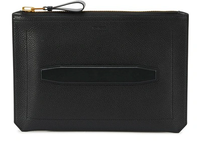 Tom Ford Grain Leather Large Pouch In Black