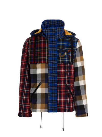 Dolce & Gabbana Check Patchwork Drawstring Coat In Multi