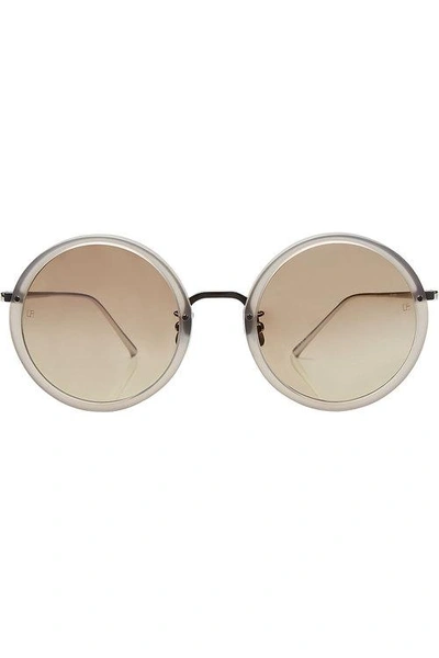 Linda Farrow Silver-plated Round Sunglasses In Grey