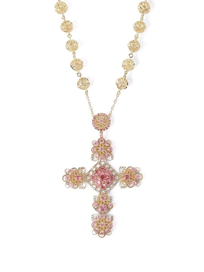 Dolce & Gabbana Pizzo Necklace In Yellow 18kt Gold With Pink Tourmalines Gold Female Onesize