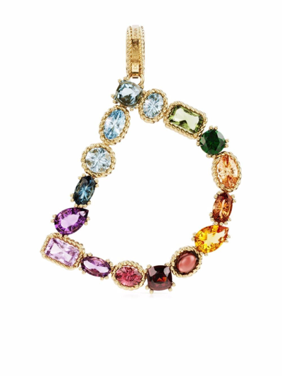 Dolce & Gabbana 18kt Yellow Gold D Letter Gemstone Pendant