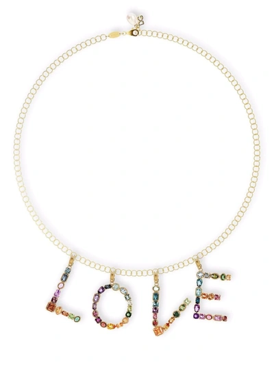 Dolce & Gabbana Rainbow Alphabet R 18kt Yellow Gold Multi-stone Necklace