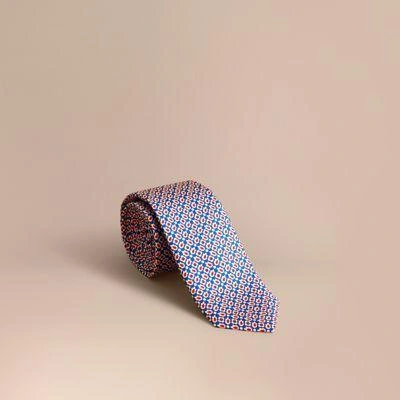 Burberry Slim Cut Abstract Floral Silk Tie In Pale Canvas Blue