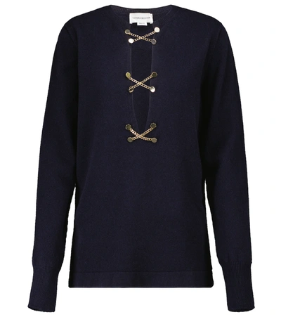 Victoria Beckham Women's Lace-up Wool Tunic Sweater In Blue