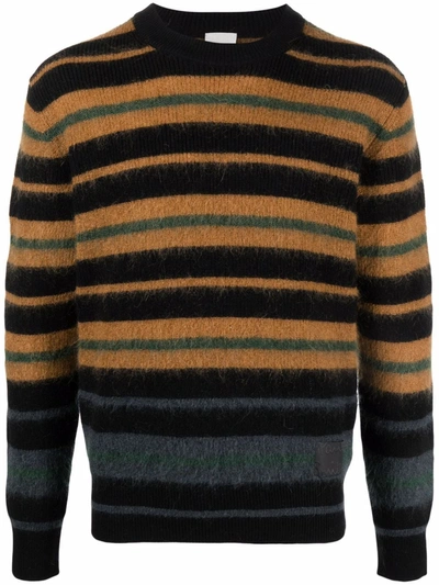 Paul Smith Mens Black Striped Wool-blend Jumper L