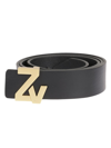 Zadig & Voltaire Logo-plaque Leather Belt In Black