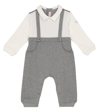 Il Gufo Baby Striped Stretch-cotton Onesie In Grey