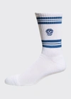 Alexander Mcqueen Men's Striped Skull Crew Socks In Misc White