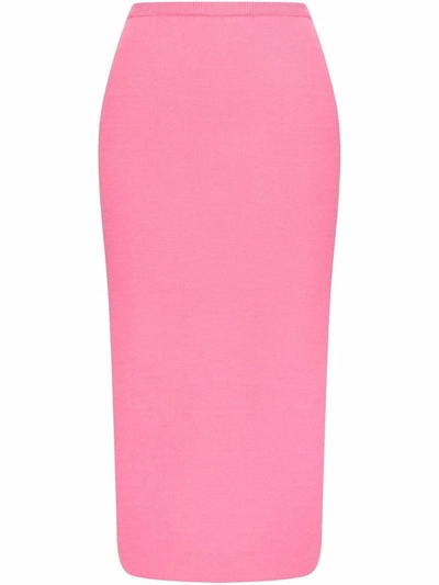 Oscar De La Renta High-waisted Midi Pencil Skirt In Azalea