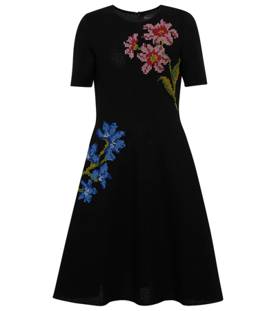 Oscar De La Renta Floral Cross Stitch Pointelle Dress In