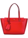 Tory Burch Small Parker Leather Tote In Cherry Apple Red/gold
