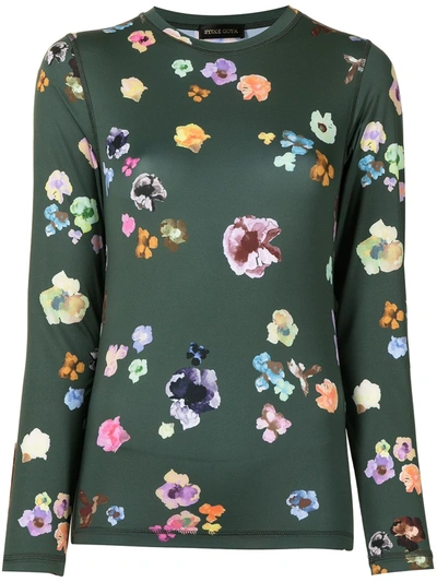 Stine Goya Juno Floral-print Long-sleeve Top In Grün